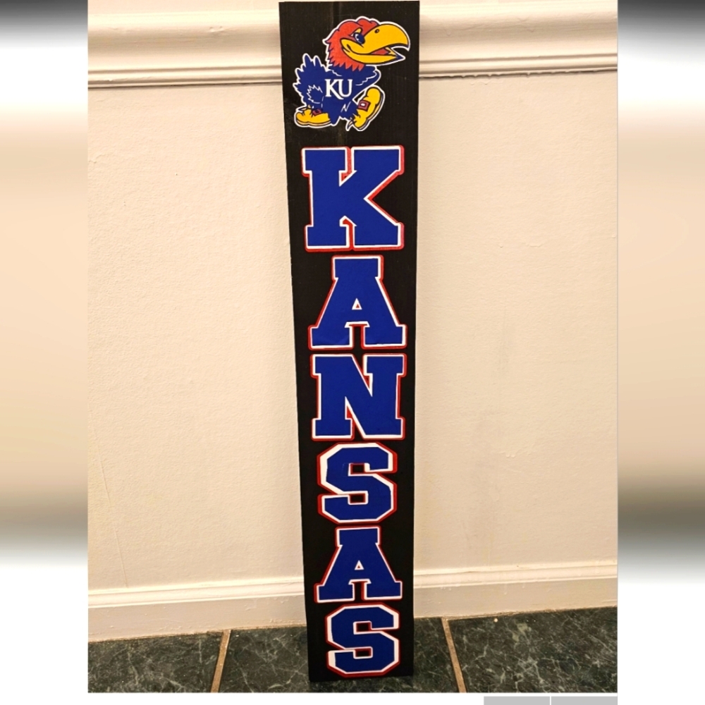 KU Jayhawks Porch Leaner Welcome Sign  48 inch